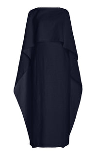 Hunter Dress in Dark Navy Cashmere with Winter Silk
