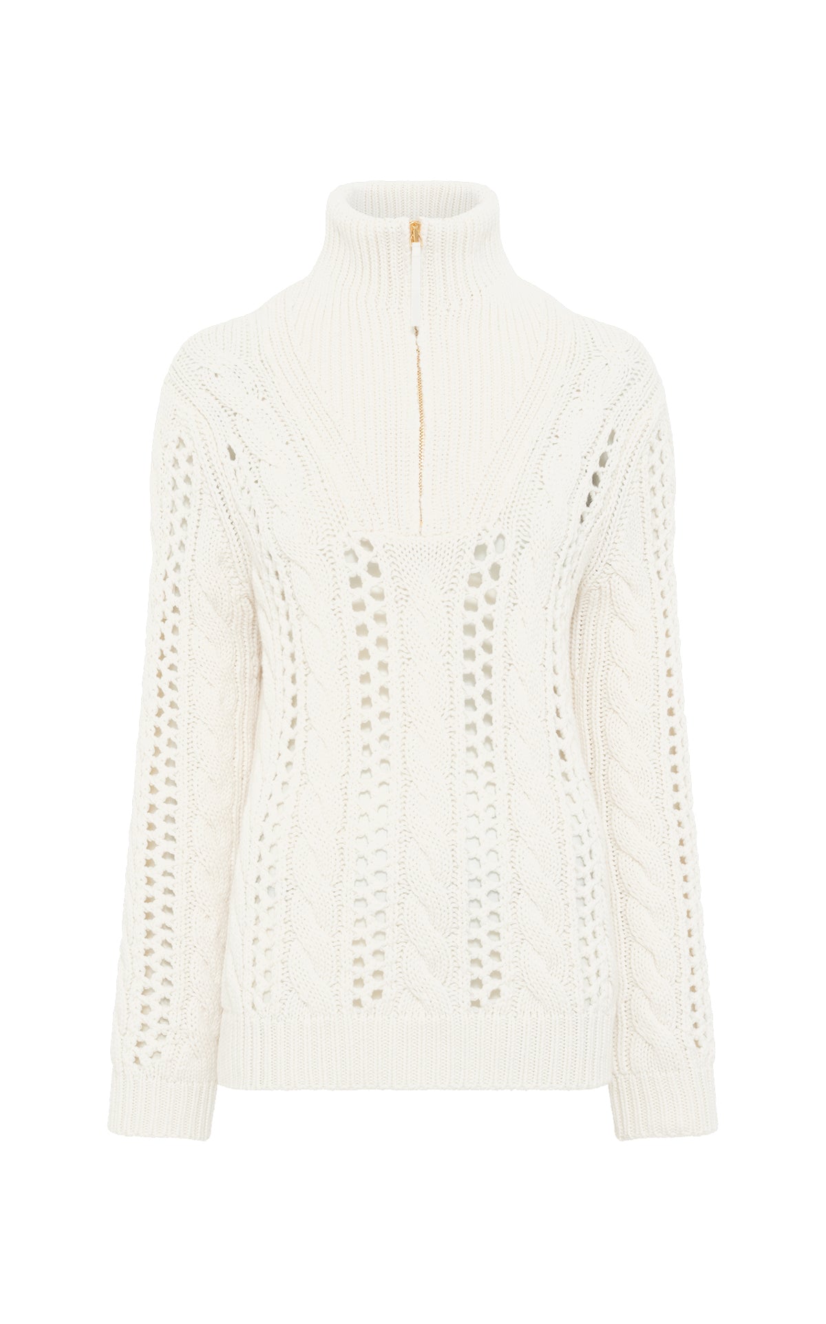 Idris Knit Mock Funnel Neck in Ivory Cashmere