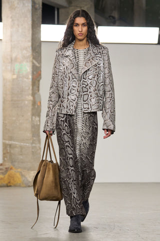 Greyscale Snakeskin Anton Biker Jacket - Runway Model | Gabriela Hearst