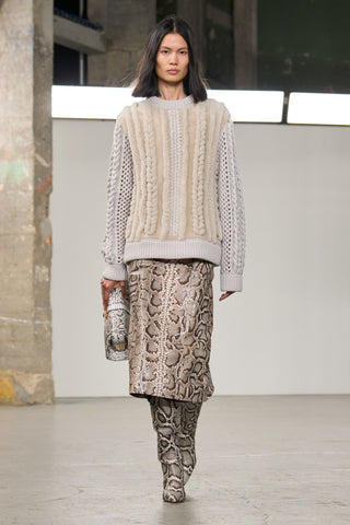 Greyscale Snakeskin Midi Skirt - Runway Look | Gabriela Hearst
