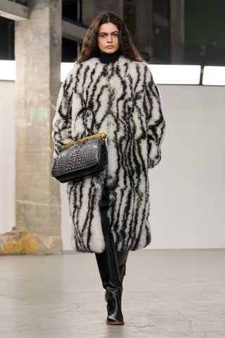 Ebel Coat in Ivory & Black Cashmere Shearling