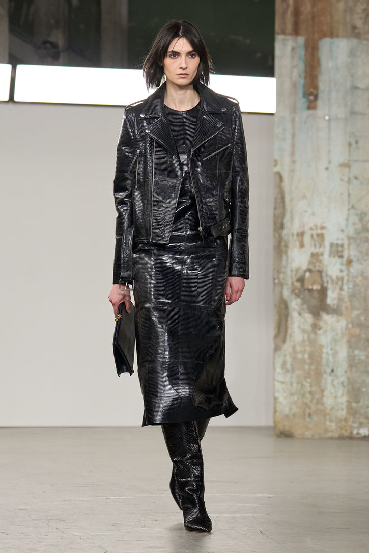 Anton Biker Jacket in Black Lizard