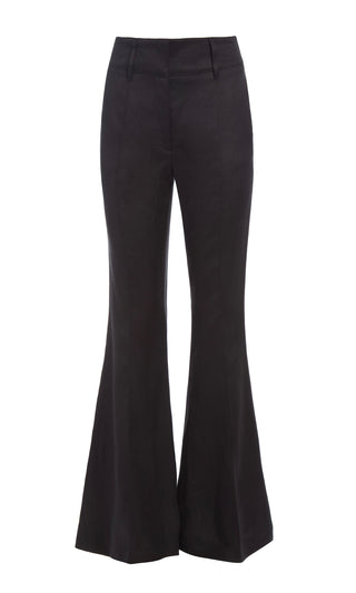 Rhein Flare Pant in Black Textured Linen