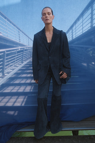 Leiva Blazer in Electric Navy Suede Corduroy