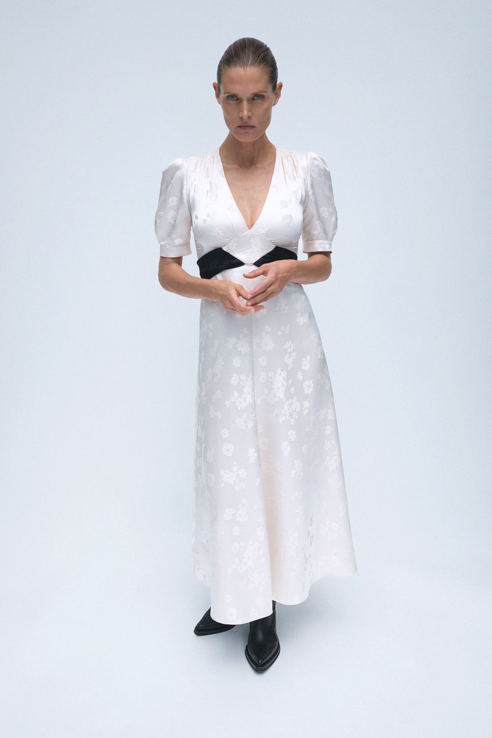 Larkin Dress in Ivory & Black Silk