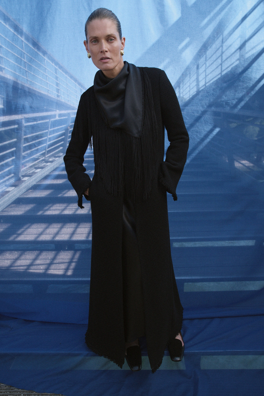 Aveda Flat Loafer in Black Leather & Suede