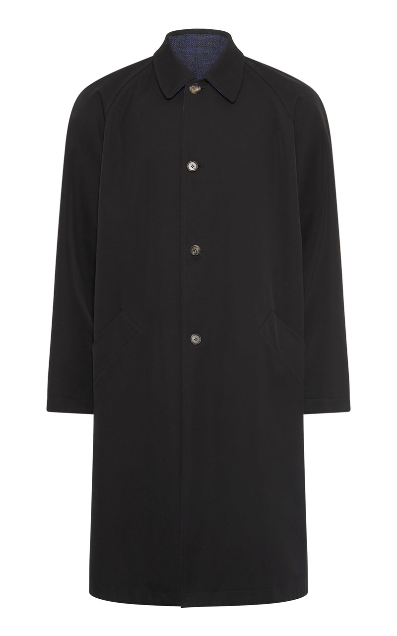 Black Cotton Twill Alain Reversible Trench Coat - Front View | Gabriela Hearst