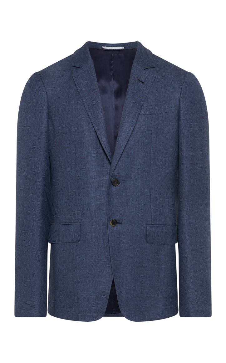 Irving Jacket in Denim Virgin Wool Silk with Linen