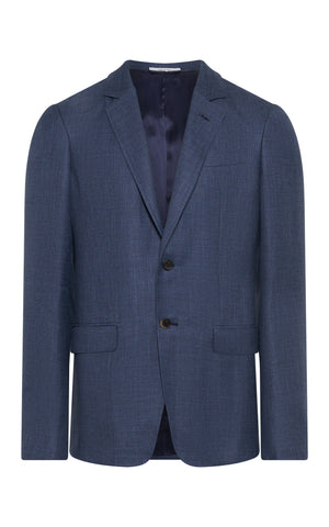 Irving Jacket in Denim Virgin Wool Silk with Linen