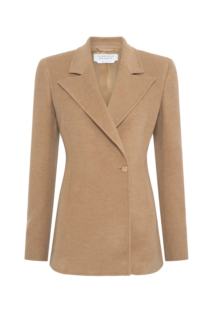 Lewis Blazer in Camel Cashmere Wool Corduroy