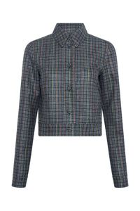 Thereza Jacket in Charcoal Multi Wool Silk Houndstooth