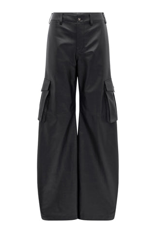 Eos Barrel-leg Cargo Pant in Black Soft Leather