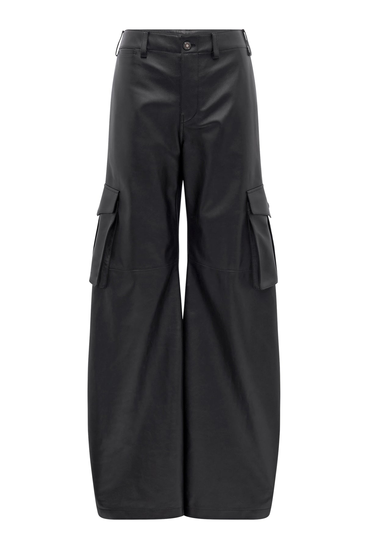 Eos Barrel-leg Cargo Pant in Black Leather