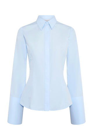 Light Blue Sea Island Cotton Jataya Button-Up Shirt - Flat Lay | Gabriela Hearst