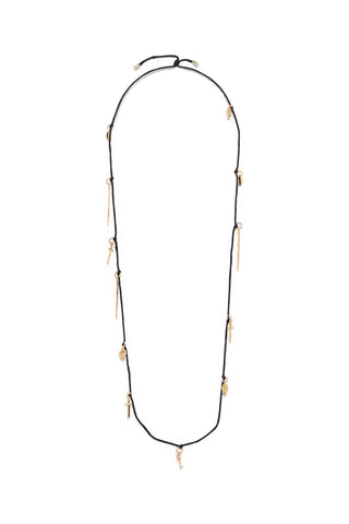 Rosegold Charm Necklace in Black Silk