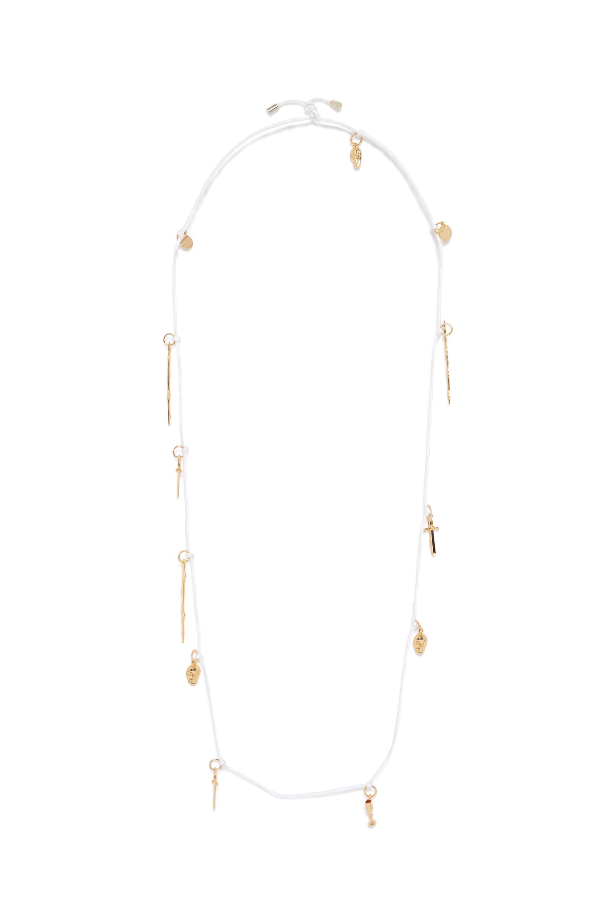 Rosegold Charm Necklace in Ivory Silk