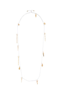 Rosegold Charm Necklace in Ivory Silk