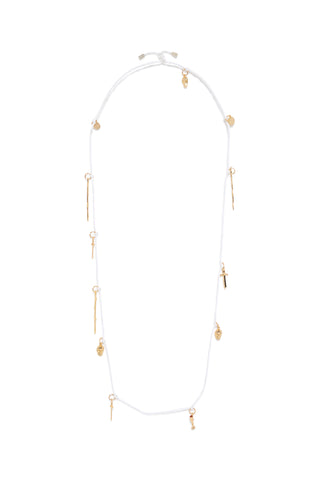 Rosegold Charm Necklace in Ivory Silk