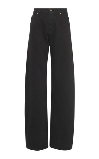 Black Recycled Denim Amoret Barrel-Leg Jeans - Front View | Gabriela Hearst