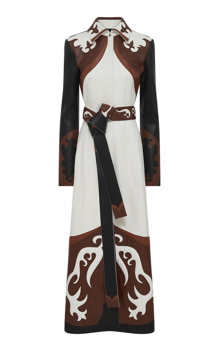 Jemme Flame Trench Coat in Multi Nappa Leather