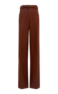 Norman Wide-Leg Pant in Cognac Recycled Virgin Wool