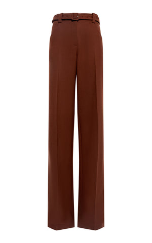 Norman Wide-Leg Pant in Cognac Recycled Virgin Wool