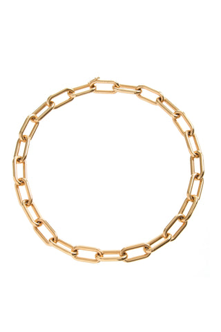 18K Yellow Gold Link Choker Necklace - Flat Lay View | Gabriela Hearst