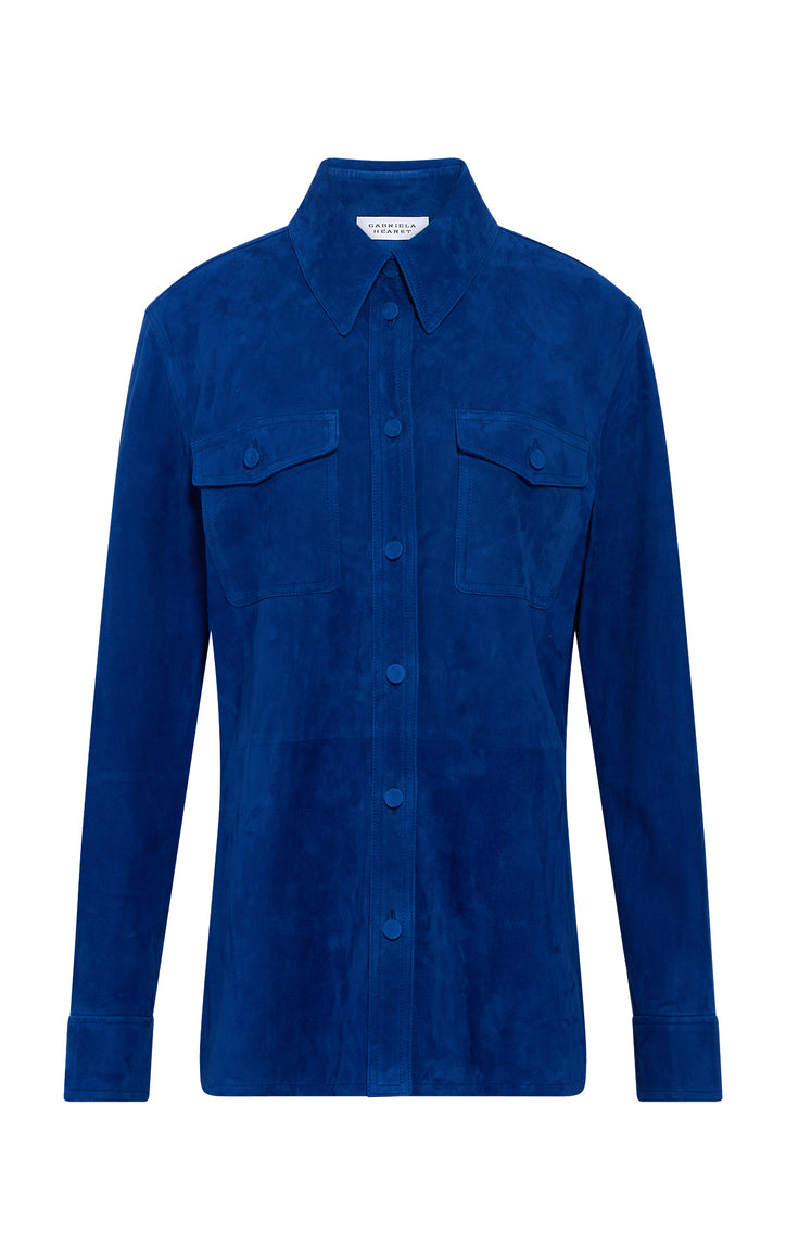 John Austin Shirt in Cobalt Suede