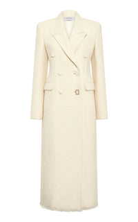 Julien Coat in Ivory Recycled Wool Silk Cashmere