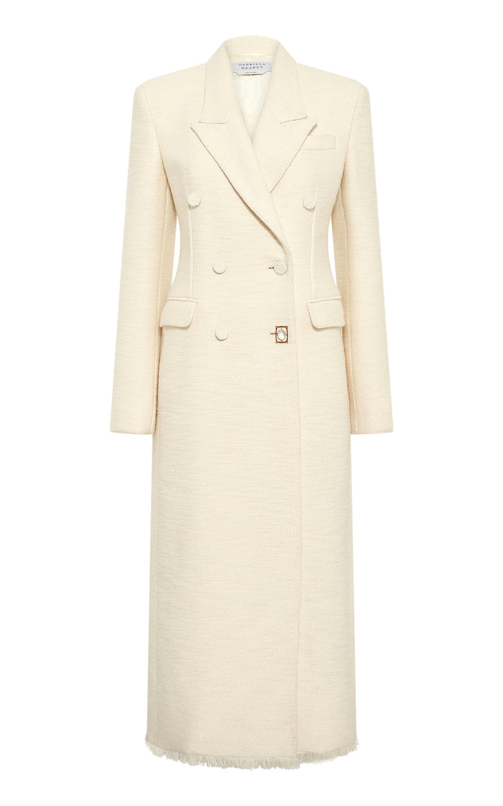 Julien Coat in Ivory Recycled Wool Silk Cashmere
