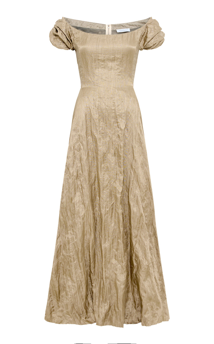 Juniper Maxi Dress in Gunmetal Metallic Silk