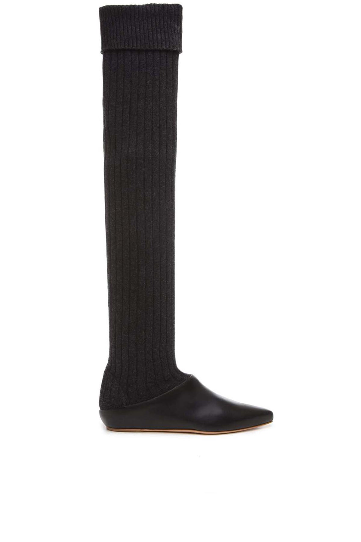 Jimena Boot in Black Cashmere & Leather