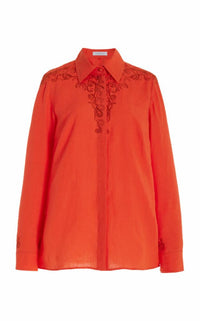 Josey Shirt in Red Clay Aloe Linen