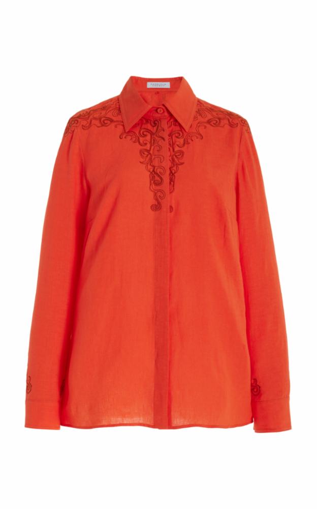Josey Shirt in Red Clay Aloe Linen