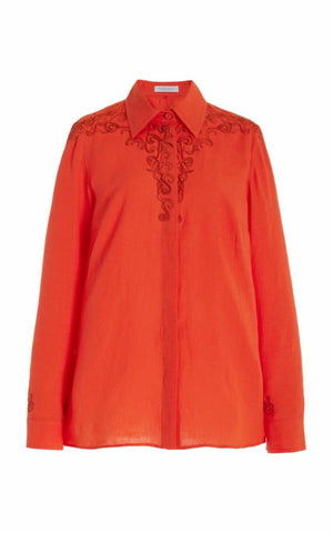 Josey Shirt in Red Clay Aloe Linen
