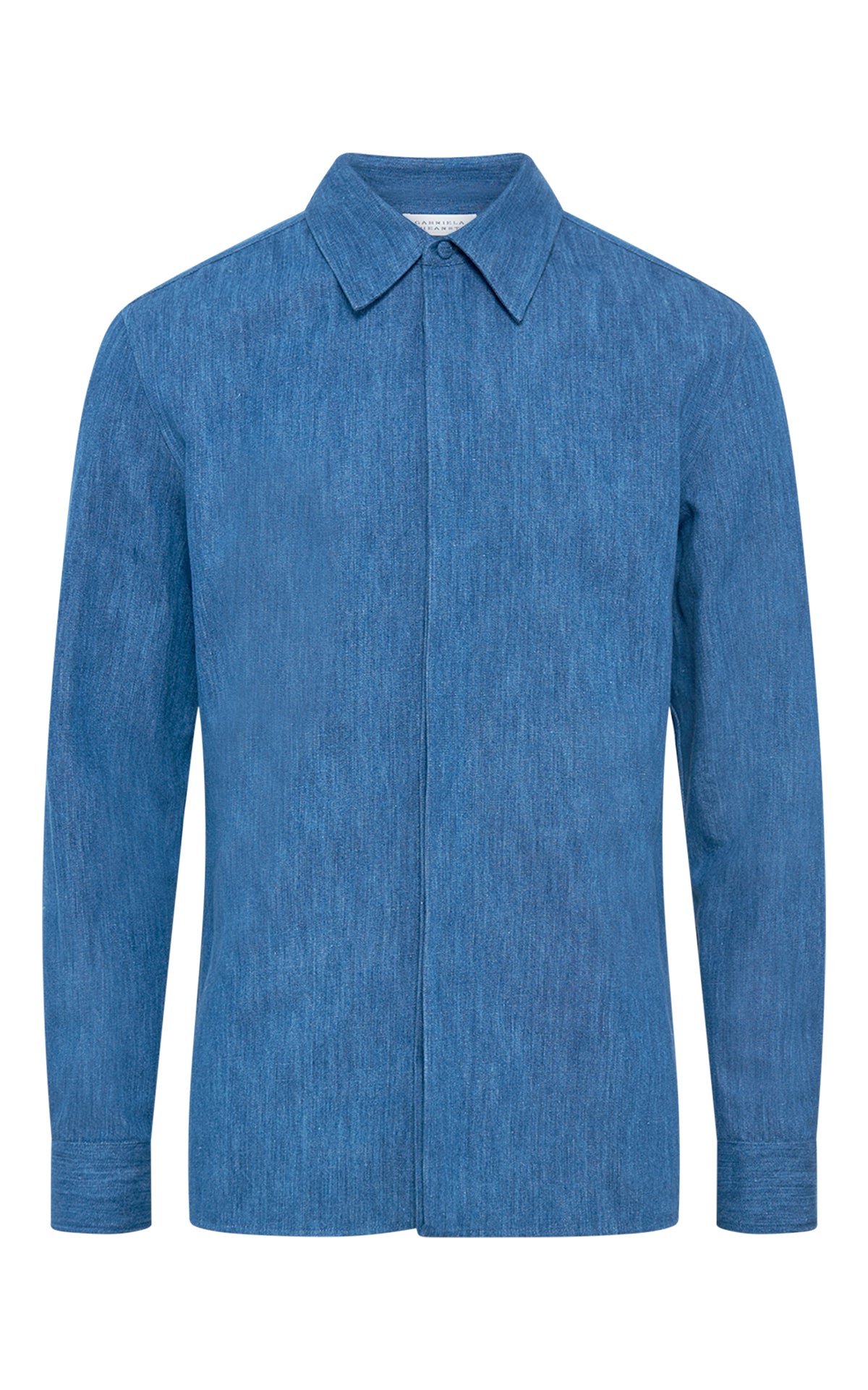 Judie Shirt in Medium Blue Recycled Cotton Linen Denim