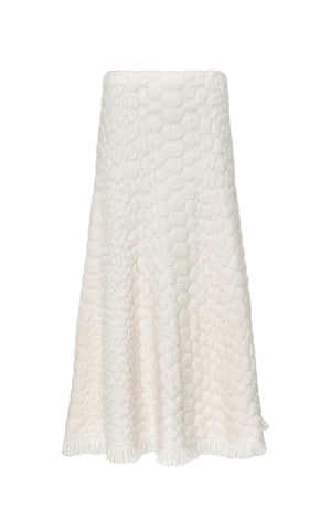 カンタ フリンジニット ミディスカート（アイボリーカシミア）