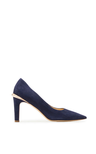 Navy Suede Edwina Stiletto Pump - Side Profile | Gabriela Hearst