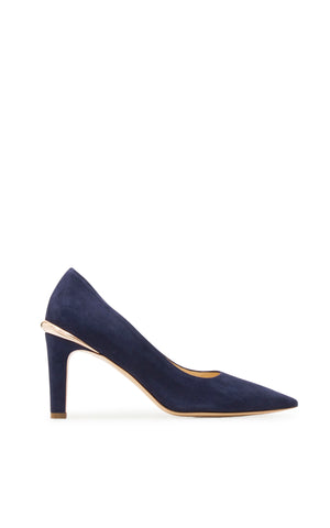 Edwina High Heel Stiletto Pump in Navy Suede