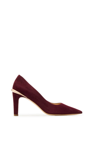 Edwina High Heel Stiletto Pump in Plum Suede