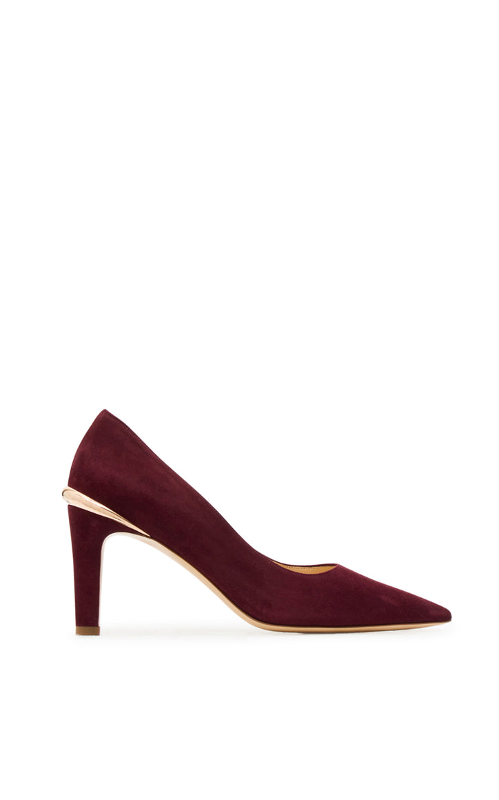 Edwina High Heel Stiletto Pump in Bordeaux Suede