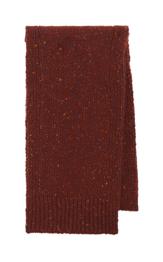 Fokestone Knit Scarf in Burnt Sienna Multi Speckled Aran Cashmere