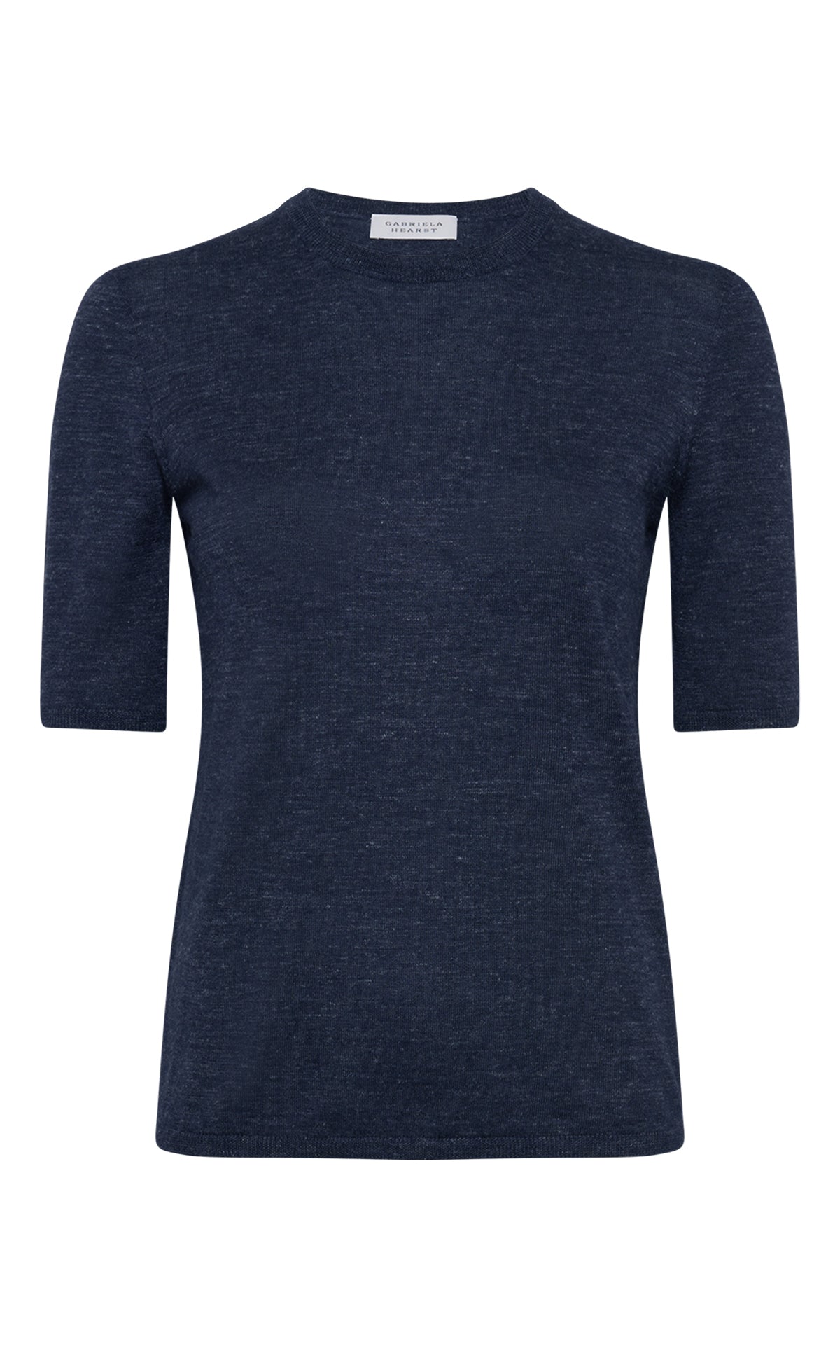 Chryse Knit T-Shirt in Electric Navy Cashmere Silk with Hemp