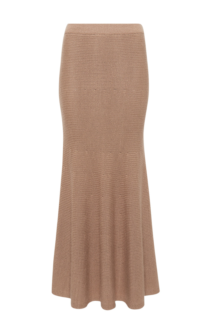 Manni Knit Maxi Skirt in Camel Cashmere
