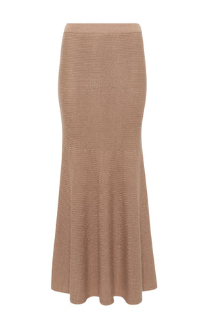 Manni Knit Maxi Skirt in Camel Cashmere