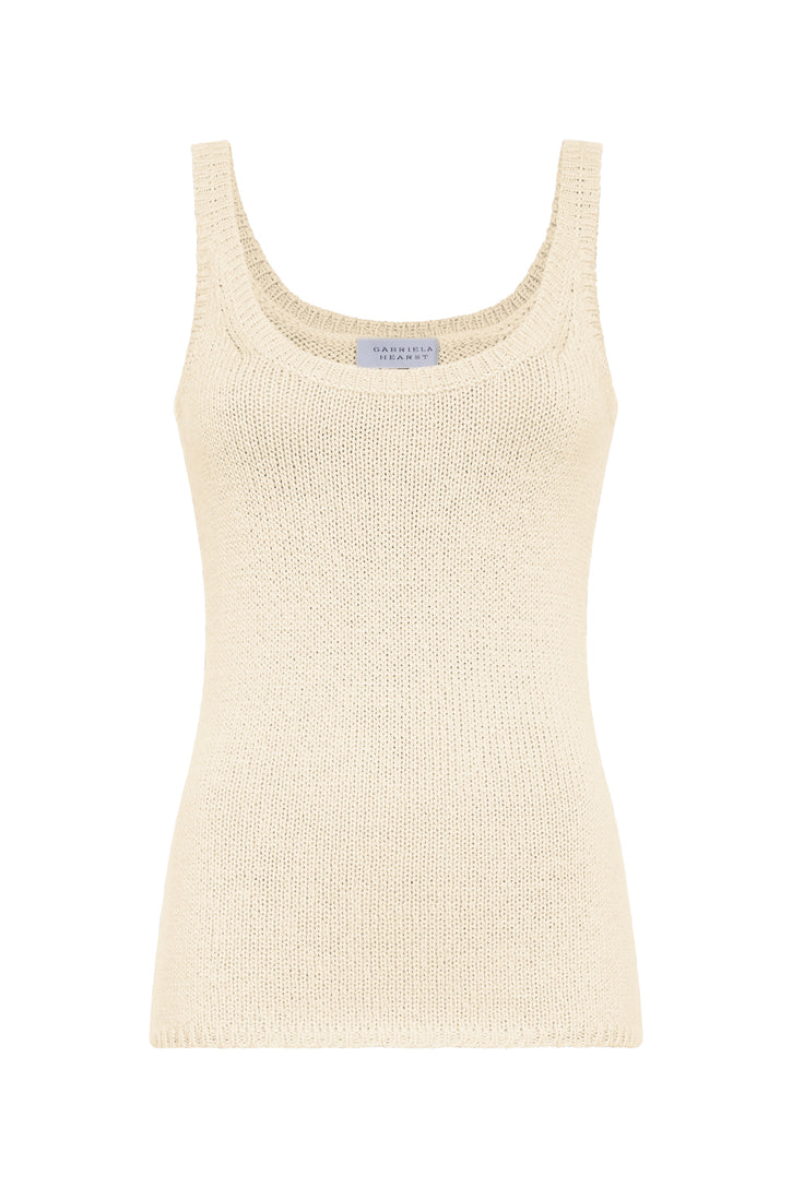 Brigid Knit Tank Top in Off White Cashmere