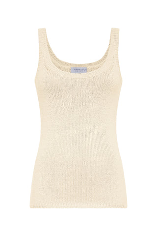Brigid Knit Tank Top in Off White Cashmere