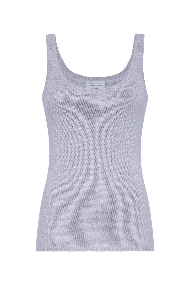 Brigid Knit Tank Top in Light Blue Cashmere