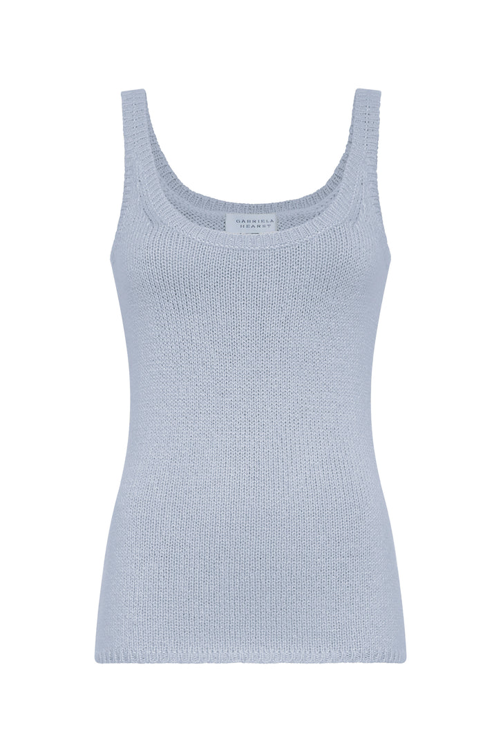 Brigid Knit Tank Top in Light Blue Cashmere
