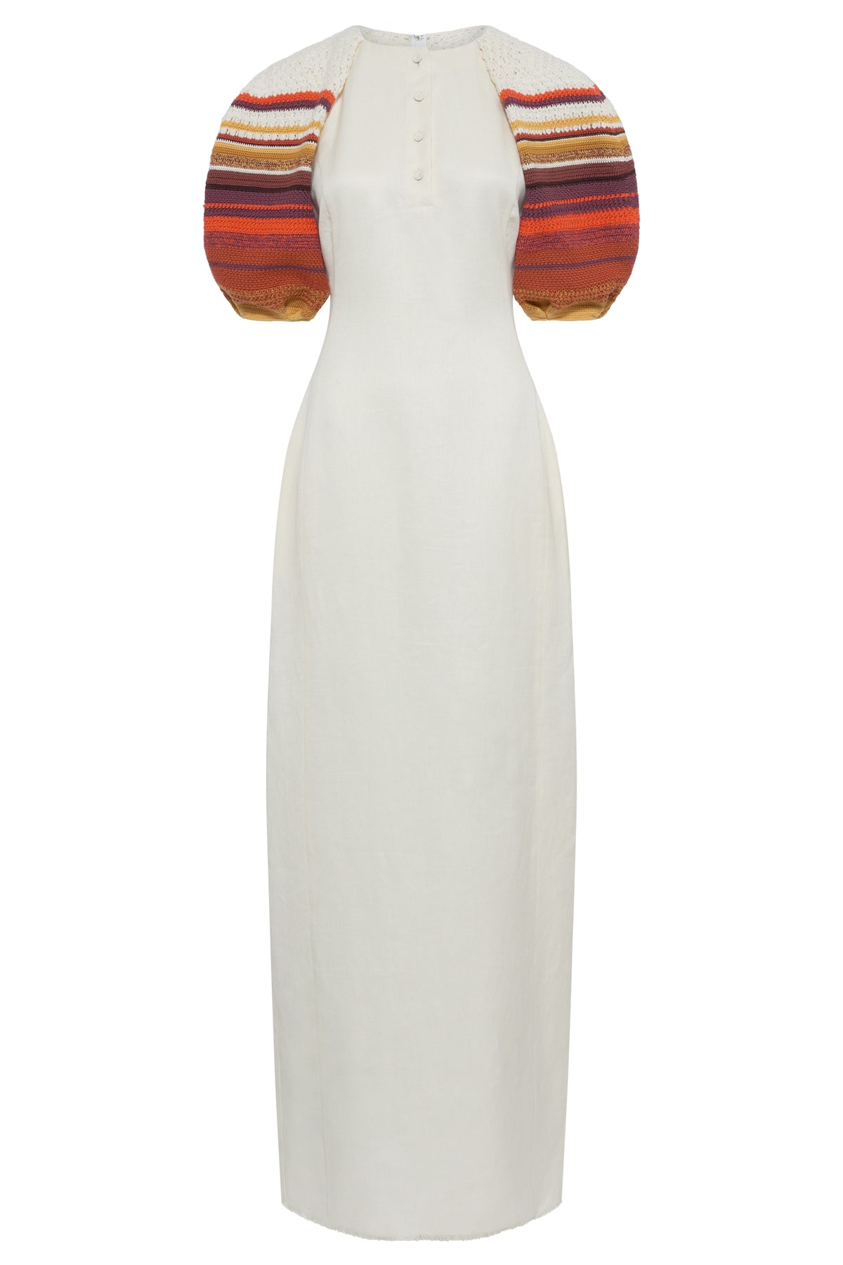 Nomo Dress In Ivory Textured Linen Slub